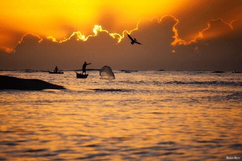 A beach during sunset in the Dominican Republic