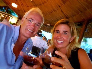 Carla and Simon Fowler drinking wine