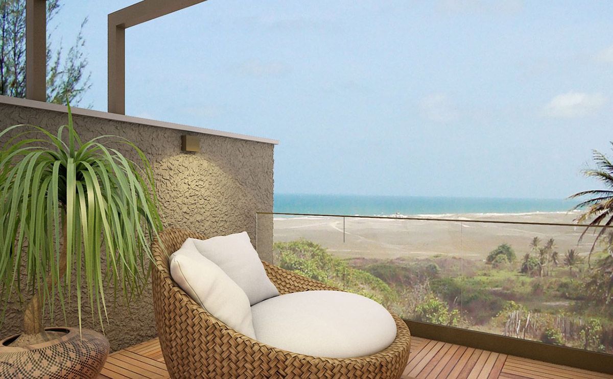 Balcony with a view to a beach in Fortaleza, Brazil