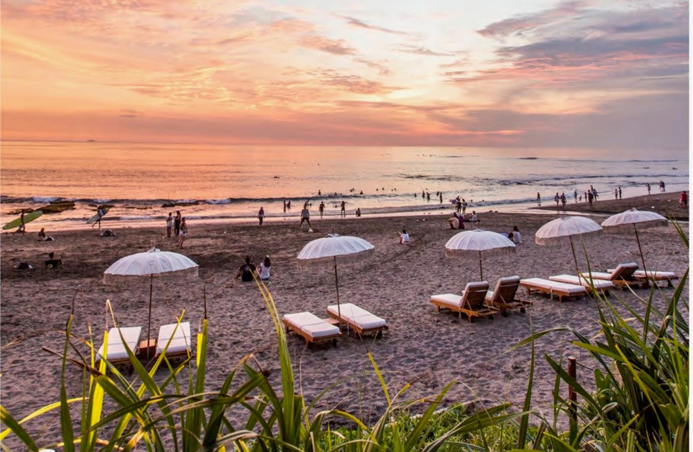 Beach in Canggu, Indonesia at sunset